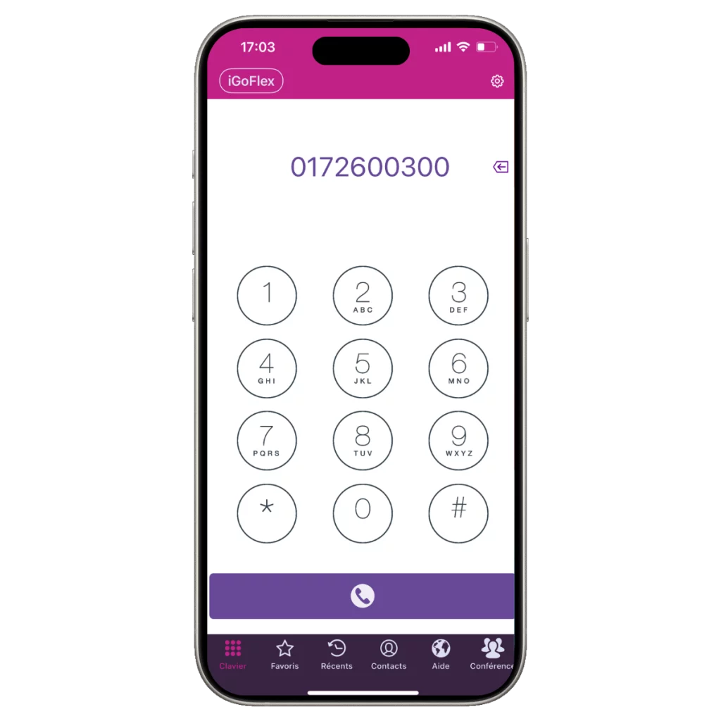 Téléphone avec l'application igoflex