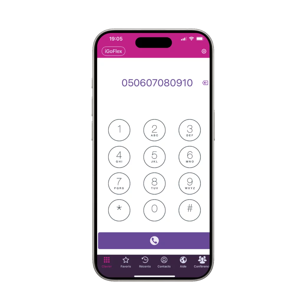 Numéro de téléphone en 05 affiché sur l’application iGoFlex sur mobile