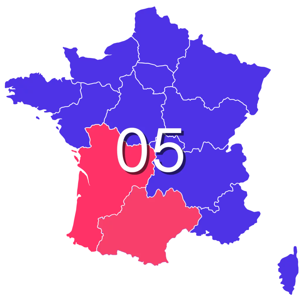 Numéro de téléphone en 05 : carte des régions couvertes par l’indicatif avec iGoFlex