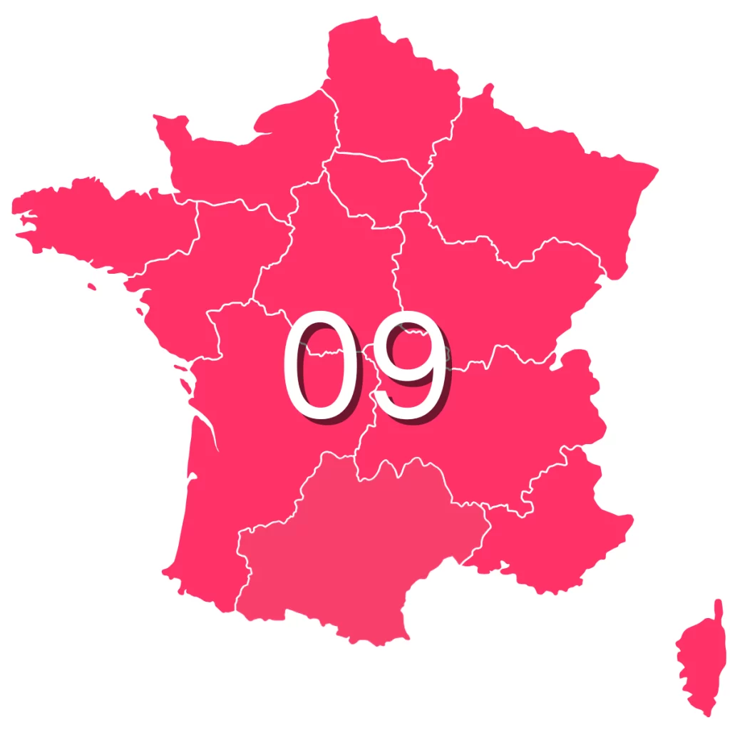 Numéro 09 – Carte de la France illustrant l’indicatif téléphonique national sans zone géographique.