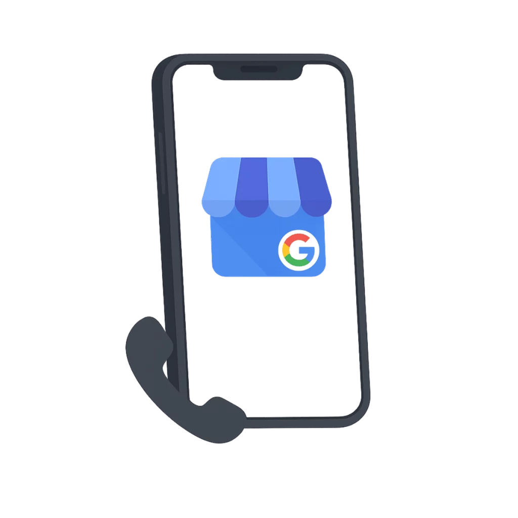 Numéro professionnel connecté à Google Business Profile sur smartphone