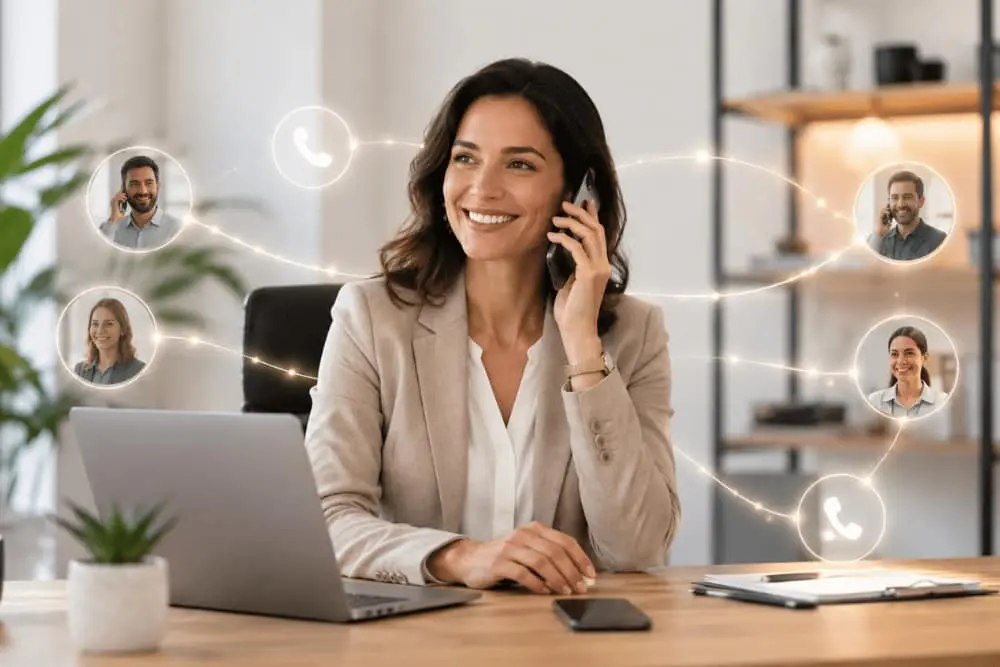 Illustration de la gestion des appels entrants et sortants pour améliorer l'expérience client grâce à la téléphonie cloud