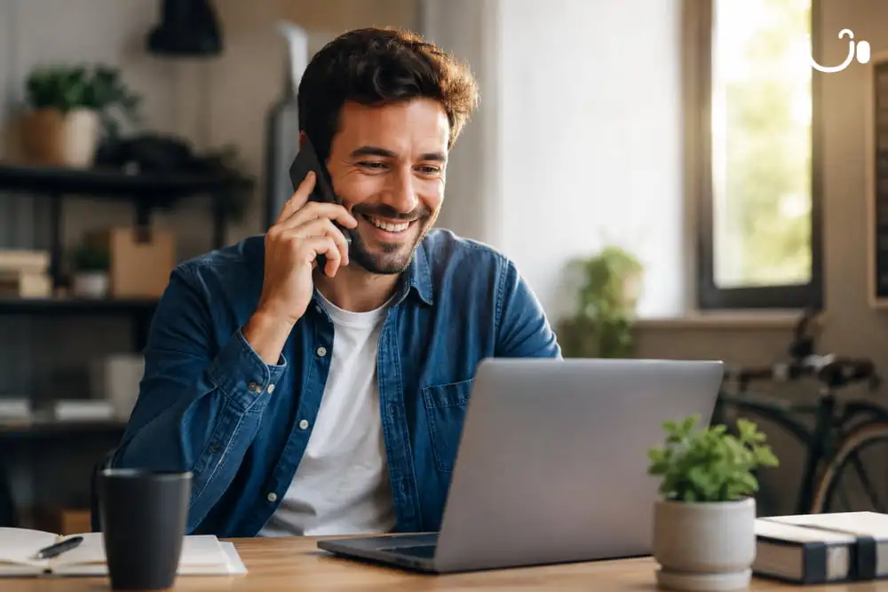 Indépendant utilisant une solution de téléphonie professionnelle sans box sur mobile et ordinateur